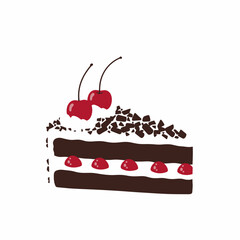 Black Forest Cake Slice Illustration