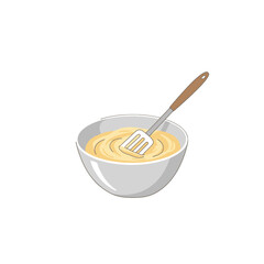 Mixing Bowl with Batter and Spatula - Culinary Preparation