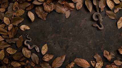 Autumn Snake Among Fallen Leaves