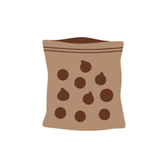 Chocolate Chips in a Bag - Flat Vector Illustration