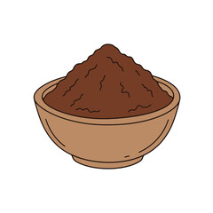 Bowl of Brown Powder: Culinary Ingredient Illustration
