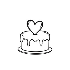 Heart Topped Cake - Hand Drawn Style