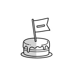 Cake with Flag Outline: Celebration Icon
