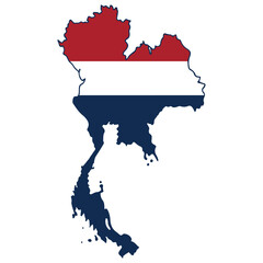 Fototapeta premium Map of Thailand with inside with flag and highlighted regions in a vector illustration style