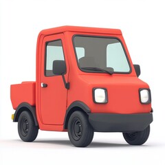Fototapeta premium Bright Red Cartoon Pickup Truck Isolated on White Background