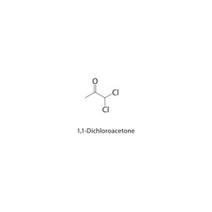 1,1-Dichloroacetone skeletal structure. halogen ketone compound schematic illustration. Simple diagram, chemical formula.