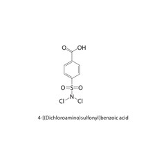 4-[(Dichloroamino)sulfonyl]-benzoic acid skeletal structure. sulfonyl acid compound schematic illustration. Simple diagram, chemical formula.