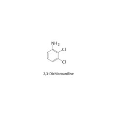 2,3-Dichloroaniline skeletal structure. halogen aniline compound schematic illustration. Simple diagram, chemical formula.