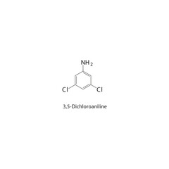 3,5-Dichloroaniline skeletal structure. halogen aniline compound schematic illustration. Simple diagram, chemical formula.