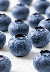 blueberries on a white plate, Blueberry isolated png. Blueberry top view on white or transparent background. Perfect retouched blueberry no background. Png blueberries collection. Full depth of field