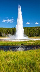 Powerful geyser erupts in Yellowstone