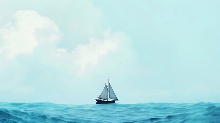 Obraz premium Serene Sailboat on Calm Ocean Journey