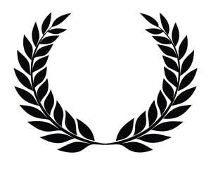 A black laurel wreath is isolated on white background Ai Generated