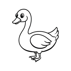 Fototapeta premium Cartoon duckling with big eyes and webbed feet bird animal