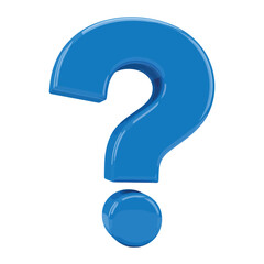 "3D Blue Question Mark Icon on White Background – Help or FAQ Symbol Illustration"
