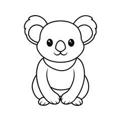 Naklejka premium Cute cartoon koala sitting pose outline animal