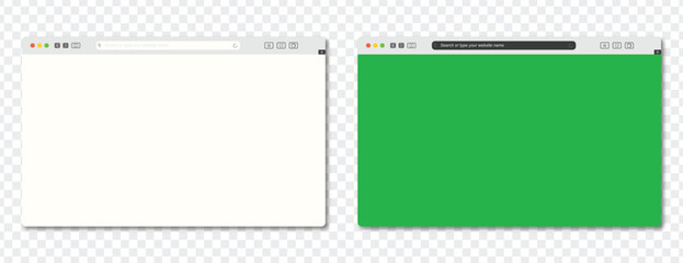 Web Browser Interface Design: A sleek web browser interface with a blank canvas of white and green, highlighting the digital landscape and user interface.