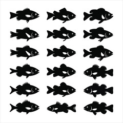Fish Silhouette Vector Set – Marine and Freshwater Animal Icons