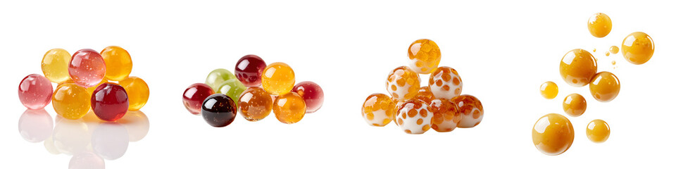 Fototapeta premium Colorful Water Gel Beads: Abstract Spherical Particles on White