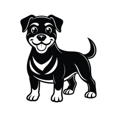 Fototapeta premium Happy black dog standing with joyful expression puppy white