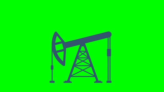 Industrial petroleum fossil petrol resource power energy jack rig extraction mechanical. Oil pumpjack rig gas fuel drilling production. Extraction technology market. 2d flat animation. Alpha channel