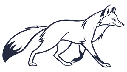 Obraz premium Elegant Fox Vector Illustration A minimalist side profile line art graphic with flowing tail perfect for logos and design projects