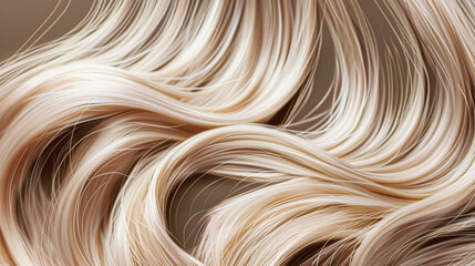 Styled blonde hair with shimmering waves and rich highlights, healthy, vibrant texture suitable for beauty and haircare visuals. AI generated