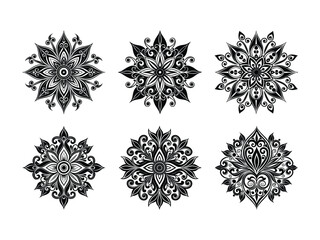 Intricate floral mandalas with swirling patterns geometric ornamental