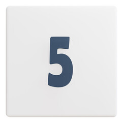 3D Number five Icon with Transparent Background | Minimalist Educational Design