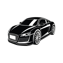 Sleek black sports car with white accents coupe