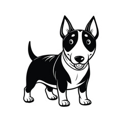 Black and white bull terrier dog illustration animal canine
