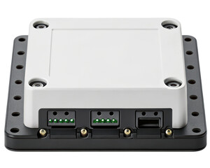 Obraz premium Electronic control module with terminal block connectors on a transparent background