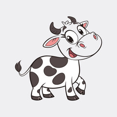 baby cow cartoon clipart white background 