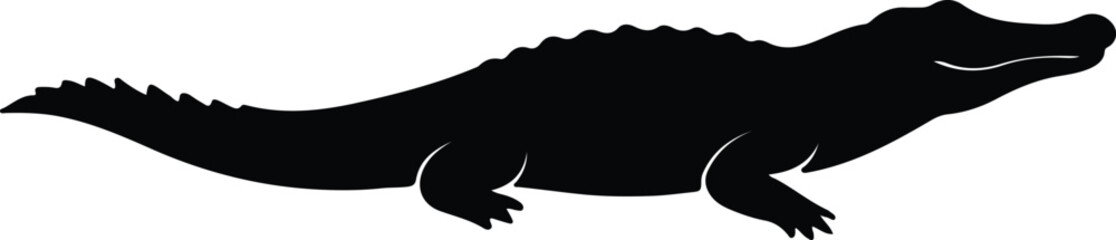 Silhouette alligator reptile wild animal swimming icon Vector Illustrator