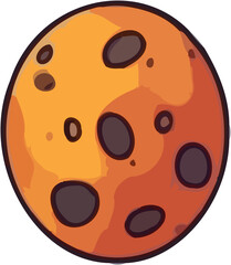 Fototapeta premium Cartoon illustration of a celestial body with craters and varying shades.