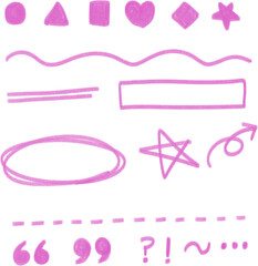 Pink Marker Doodle Pack – Shapes & Symbols Clipart PNG