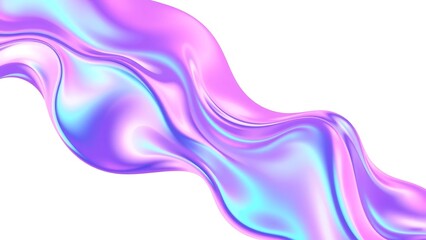 Pink Purple And Blue Wave Fluid Holographic Iridescent 3D Render Transparent Background Cutout