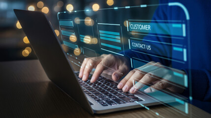 AI customer support for ecommerce. AI customer support ecommerce technology digital interface online service futuristic. AI for service