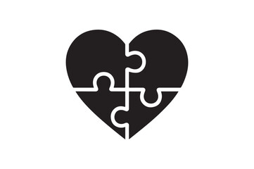 Heart Puzzle icon silhouette vector with white background