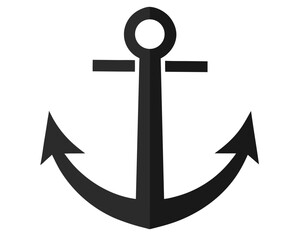 A black anchor isolated on white background symbolizes the sea Ai Generated