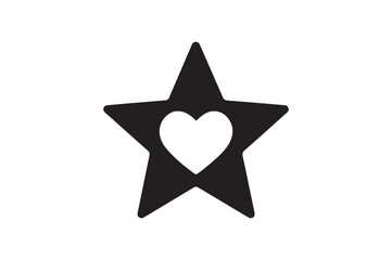 Love Star icon silhouette vector with white background