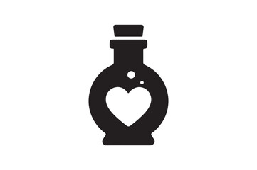 Obraz premium Love Potion Bottle icon silhouette vector with white background