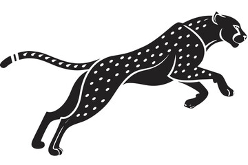 Fototapeta premium Black cheetah illustration in a dynamic running pose