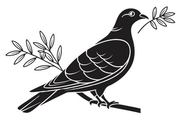 Fototapeta premium A dove with an olive branch symbolizes peace and hope