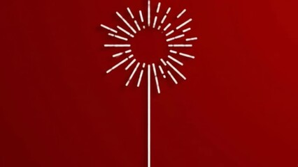 A minimalist animated firework bursting in white against a solid red background a perfect modern motion graphic for celebrations holidays and achievements