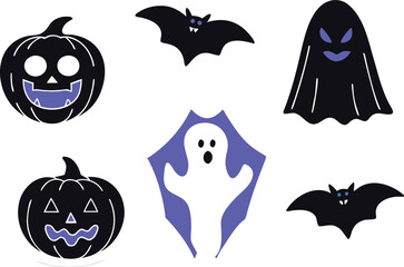 A spooky collection of festive halloween themed decorative stickers for celebrations and parties