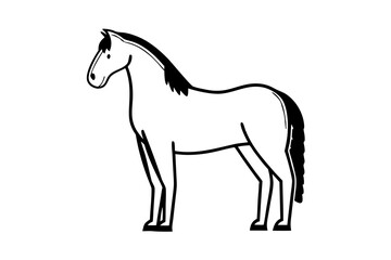 Obraz premium A simple illustration of a pinto horse standing in profile on a white background