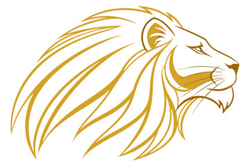 Fototapeta premium Golden lion head with a flowing mane, isolated on white