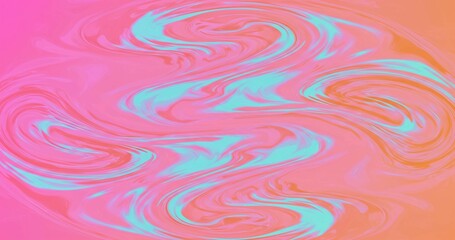 Obraz premium A swirling, abstract background with blended pink, orange and teal colors. The design is fluid and dynamic, creating a visually appealing and modern effect.
