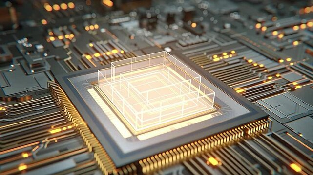 Quantum Computer Chip in Futuristic Lab